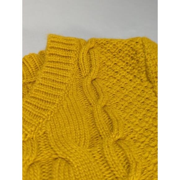 Merona Sweater L Yellow Cable Knit Long Sleeve Pullover Cotton Wool Blend Women - Picture 5 of 9